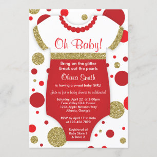 Oh Baby Girl, Invitación Baby Shower, Faux Gold