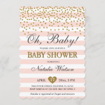 Oh Baby Girl Pink Gold Invitación a Baby Shower