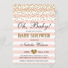 Oh Baby Girl Pink Gold Invitación a Baby Shower