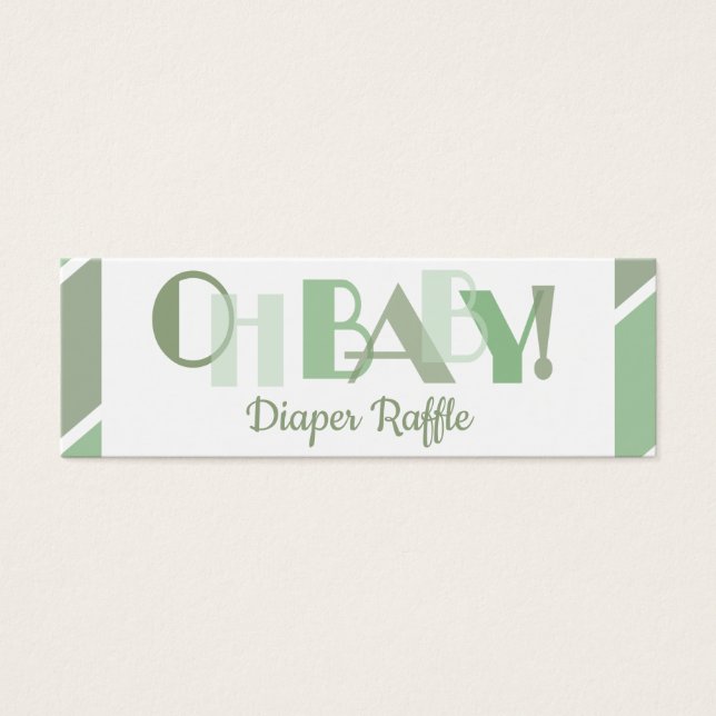 Oh Baby Green Moderno Typography Diaper Raffle (Frente)