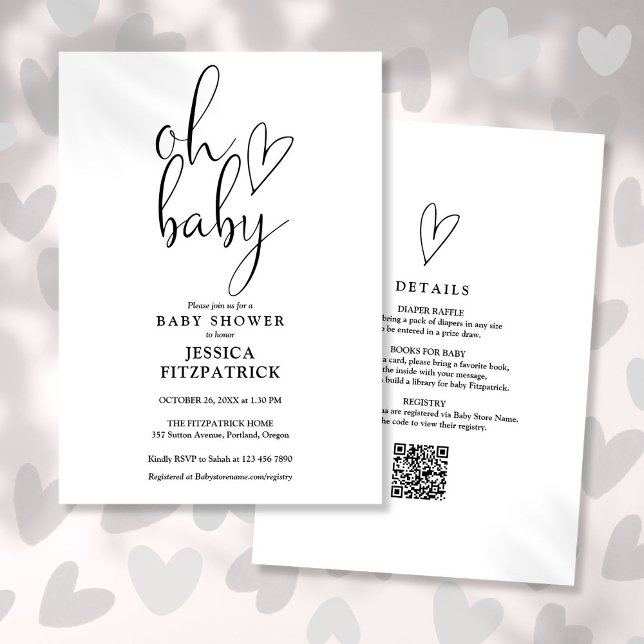 Oh Baby Invitación de Revelación de Género Neutral (Oh Baby Gender Neutral All In One Baby Shower Invitation)