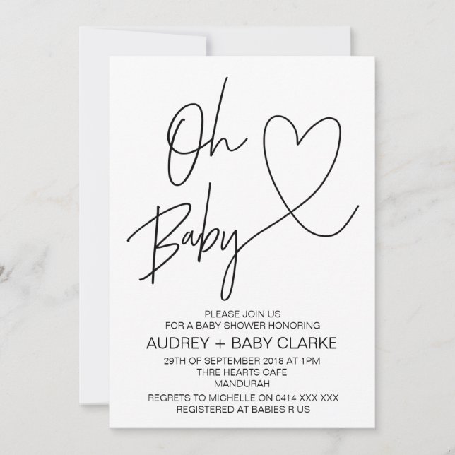 Oh Baby - Invitación Unisex a Baby Shower (Anverso)