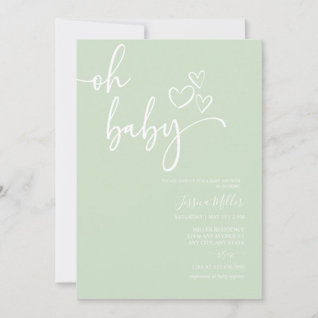Oh Baby | Invitaciones de baby shower neutrales en (Anverso)