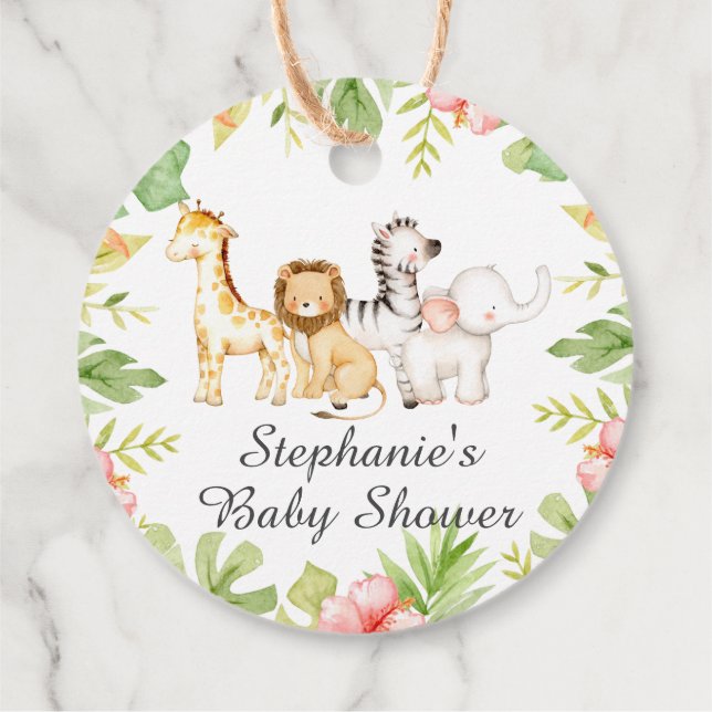 Oh Baby Jungle Baby Shower Favor Gift Etiqueta (Reverso)