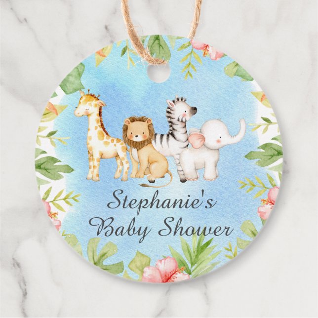 Oh Baby Jungle Baby Shower Favor Gift Etiqueta (Reverso)