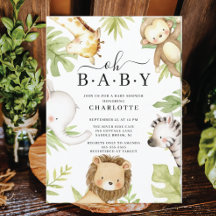 Oh Baby Jungle Invitación a Baby Shower