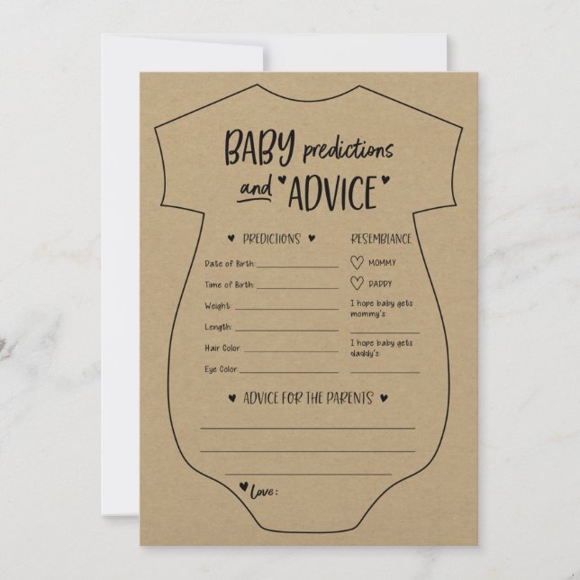 Oh Baby Kraft Predicciones y Tarjeta de Consejos (Anverso)