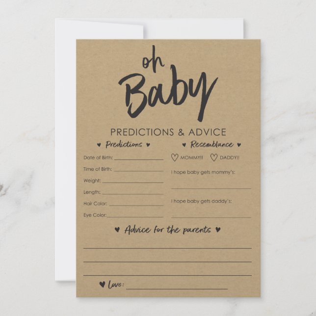 Oh Baby Kraft Predicciones y Tarjeta de Consejos (Anverso)