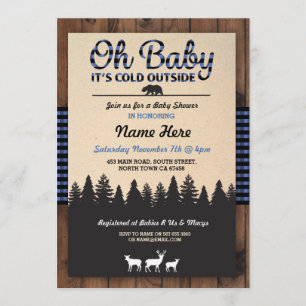 Oh Baby Lumberjack Blue Baby Shower Boy Invitación