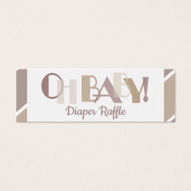 Oh Baby Mocha Moderno Typography Diaper Raffle (Frente)