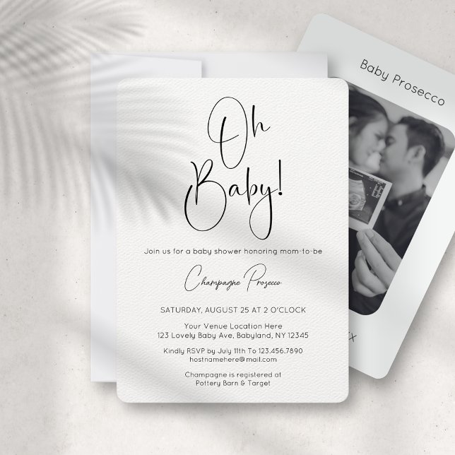 Oh Baby Modern Script Photo Invitación a Baby Show (Subido por el creador)