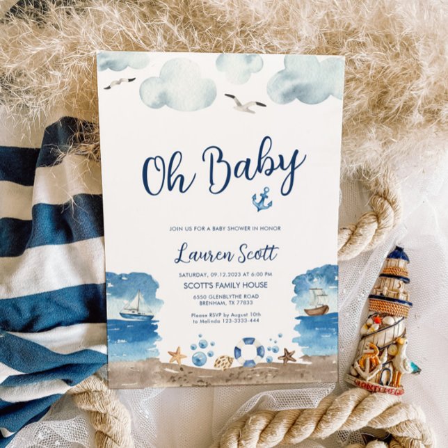 Oh Baby Nautical Baby Shower Invitación (Subido por el creador)