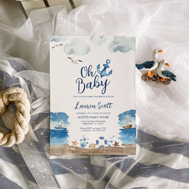 Oh Baby Nautical Baby Shower Invitación (Subido por el creador)