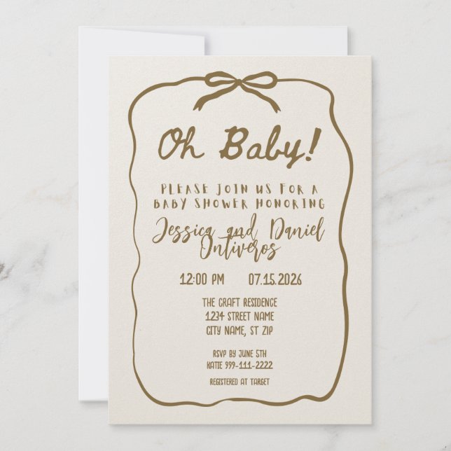 Oh Baby Neutral Baby Shower Invitación (Anverso)
