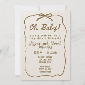Oh Baby Neutral Baby Shower Invitación
