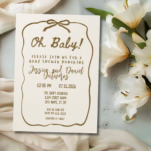 Oh Baby Neutral Baby Shower Invitación