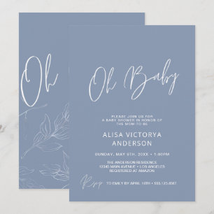 Oh Baby Niño Azul Polvoriento Invitación Simple pa