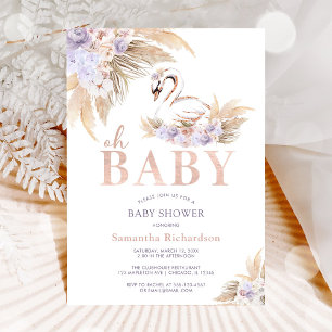 Oh Baby Pampas Ganso Tarjeta de Invitación para Ba