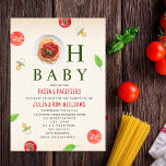 Oh Baby Pasta   Pacificadores Invitación Baby Show<br><div class="desc">Pizza & Pacificadores fiesta de pasta para bebé con Ilustracion de un plato de espagueti coronado con salsa roja incorporado al diseño "oh baby" con tomate,  albahaca y ilustraciones pacificadores por todas partes.</div>