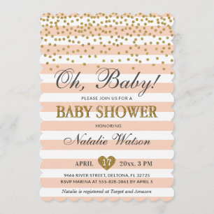 Oh Baby Peach Gold Invitación neutral de Baby Show