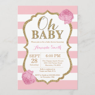 Oh Baby Pink and Gold Invitación Baby Shower