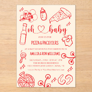 Oh Baby Pizza + Chupetes Invitación para la Fiesta