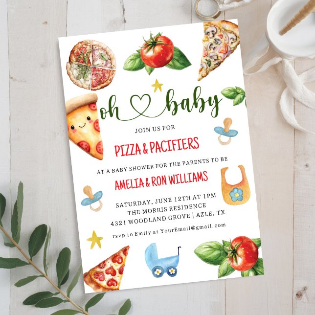 Oh Baby Pizza + Chupetes Invitación para la Fiesta (Subido por el creador)