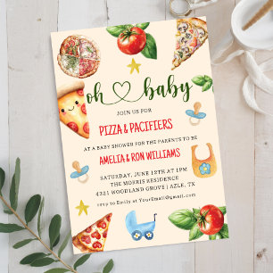 Oh Baby Pizza + Chupetes Invitación para la Fiesta