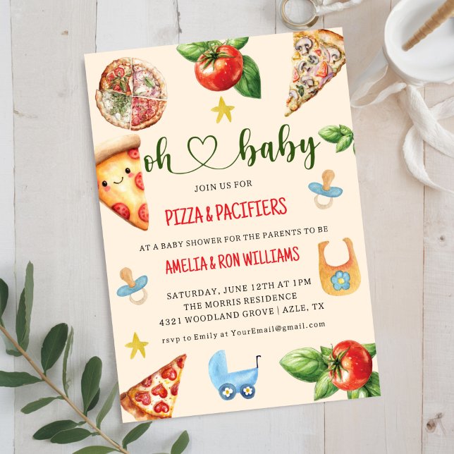 Oh Baby Pizza + Chupetes Invitación para la Fiesta (Subido por el creador)