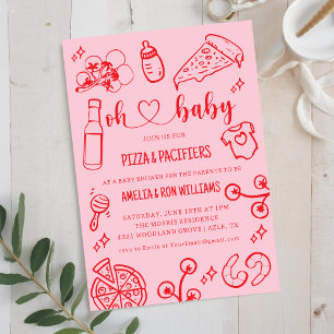 Oh Baby Pizza + Chupetes Invitación para la Fiesta