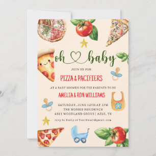 Oh Baby Pizza + Chupetes Invitación para la Fiesta