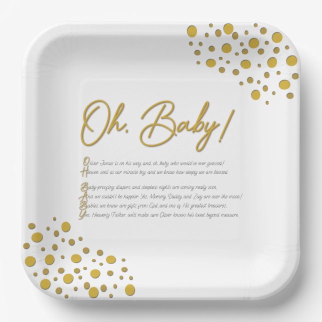 Oh Baby PLATOS DE PAPEL (Anverso)