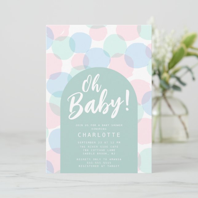 Oh Baby Polka Dots Invitación Baby Shower (Anverso de pie)