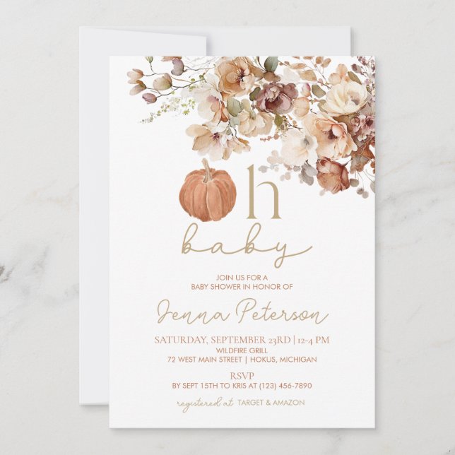 Oh Baby Pumpkin Fall Invitación de Baby Shower (Anverso)