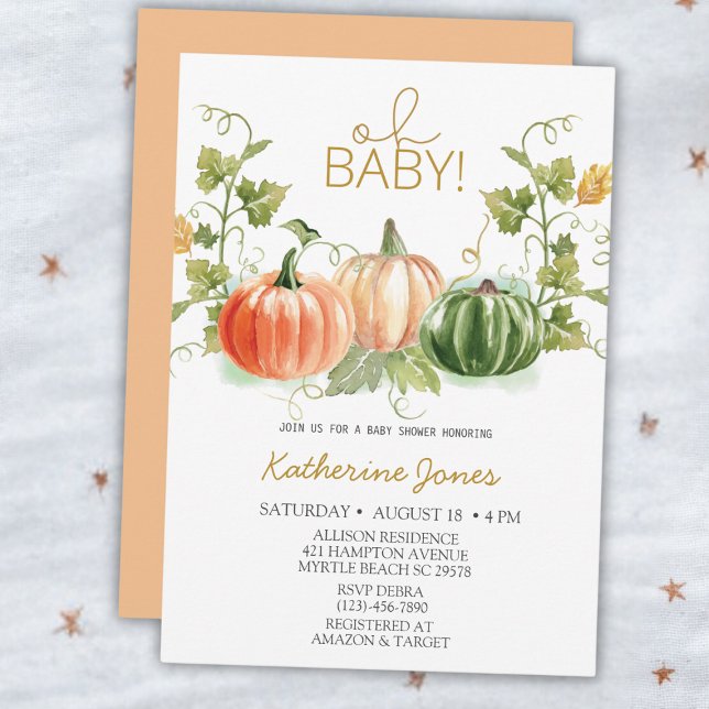 Oh Baby Pumpkin Invitación a Baby Shower (Subido por el creador)