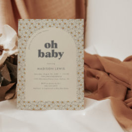 Oh Baby Retro Boho Daisy Invitación a Baby Shower