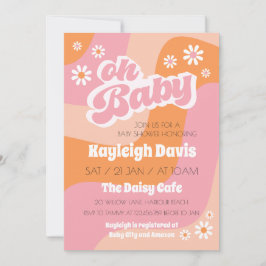 Oh Baby Retro Groovy Invitación a Baby Shower de l