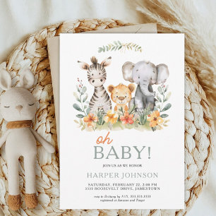 Oh Baby Safari Wild One Invitación de Baby Shower