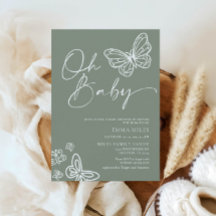 Oh Baby Sage Green Invitación a Baby Shower