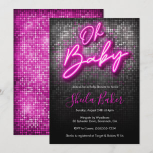 Oh Baby Shimmer Neon Baby Shower Invitación