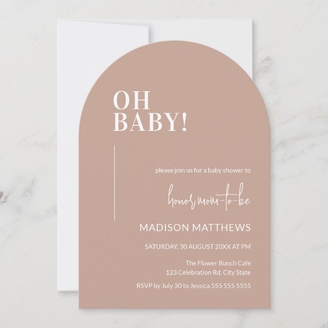 Oh Baby Shower Invitación Arch Diseño Rosa (Anverso)