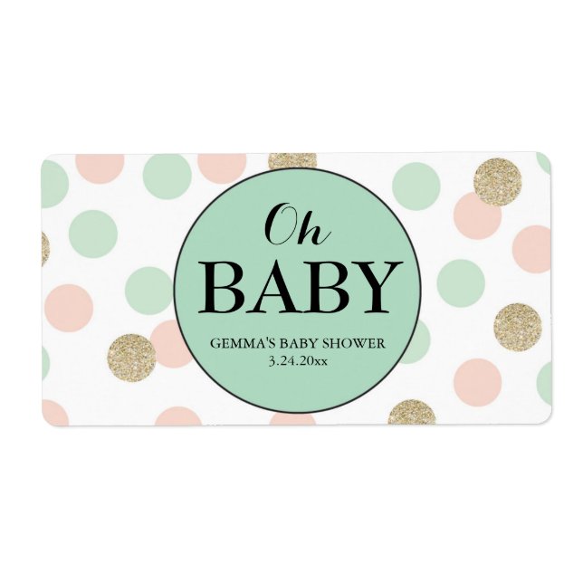 Oh Baby Shower Mini Etiqueta De Champagne Género N (Frente)