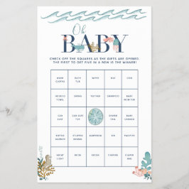 Oh Baby Under Sea Baby Shower Bingo Game Flyer