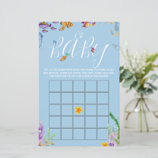 Oh Baby Under Sea Baby Shower Bingo Game Flyer