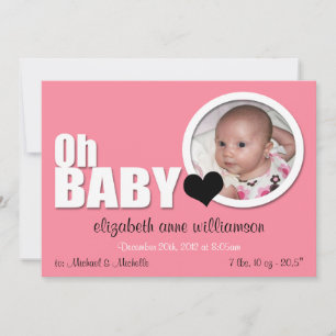 Oh Bebé, anuncios de natalidad de foto rosa modern