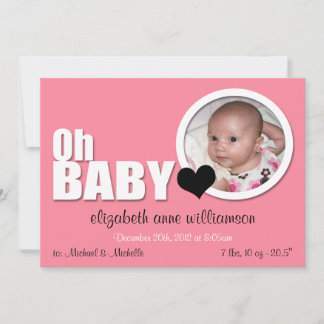 Oh Bebé, anuncios de natalidad de foto rosa modern