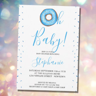 Oh bebé azul Donut Boy invitación a Baby Shower