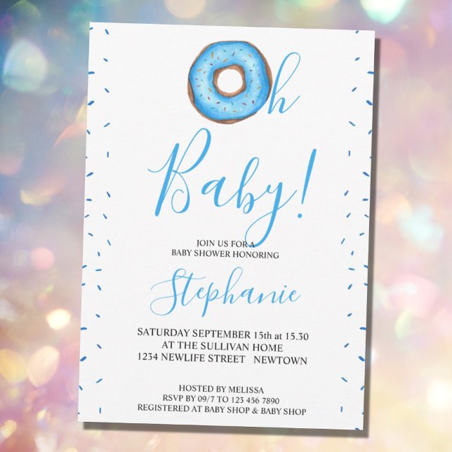 Oh bebé azul Donut Boy invitación a Baby Shower (Subido por el creador)