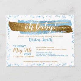Oh Bebé Blue & Gold Boy Invitaciones a la ducha pa
