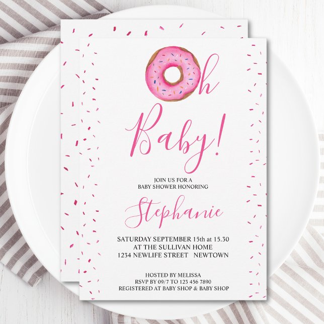 Oh bebé Chica de Donut rosado Invitación a Baby Sh (Subido por el creador)